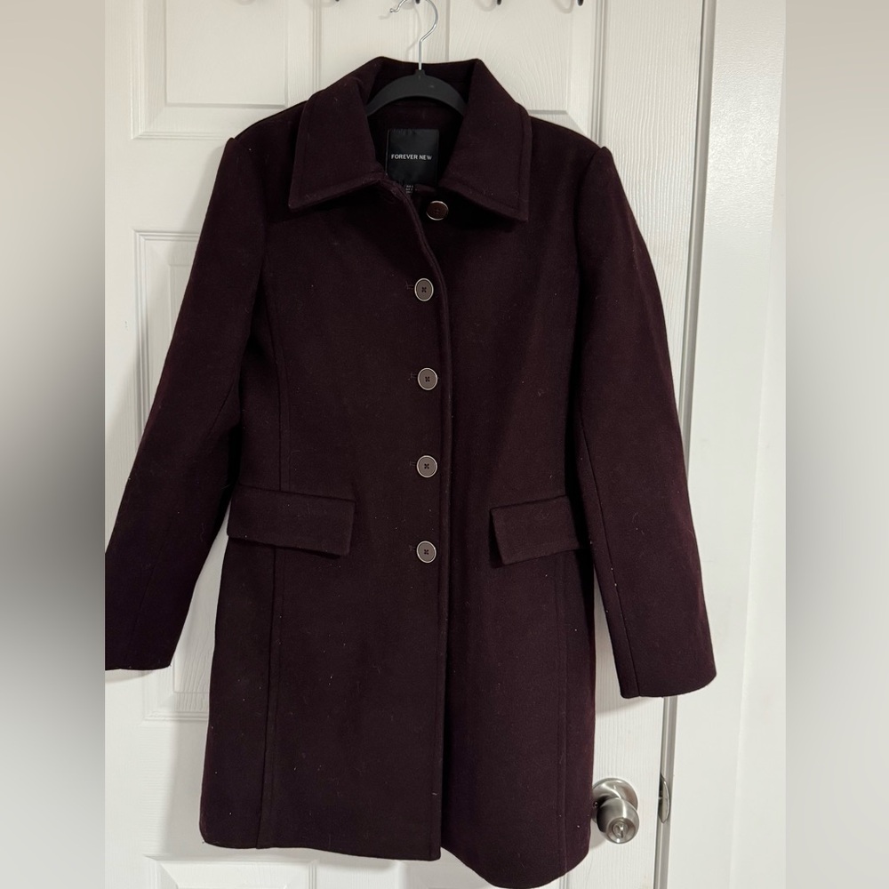 Forever New Dark Burgundy Pea Coat